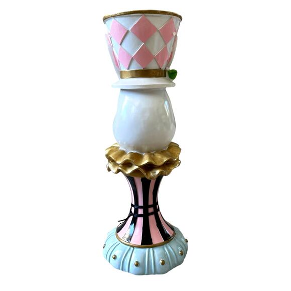NEW Tophat & Tail Mad Hatter Easter Bunny Pillar Candle Holder Chic Spring Decor - Picture 11 of 16